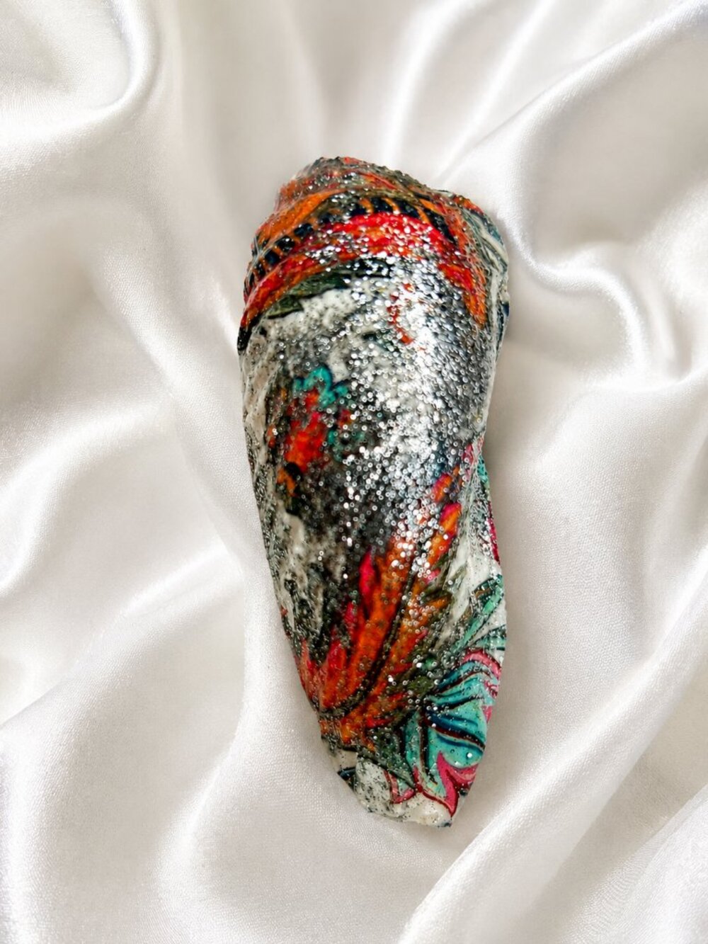Hand-Painted Decorative Seashell | Mixed Media Coastal Decor | One-of-a-Kind